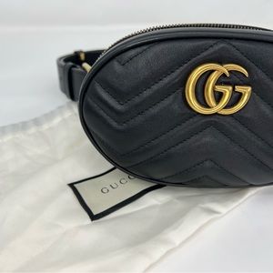 Authentic Gucci Marmont Quilted Double G Belt Bag